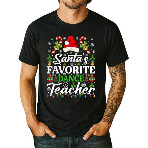 Santa's Favorite Dance Teacher Shirt Christmas Pajama Men's Casual T-Shirt - teacherstshirts.com CA