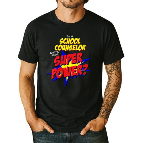 School Counselor Teacher Superhero Superpower Comic Book Men's Casual T-Shirt - teacherstshirts.com DE