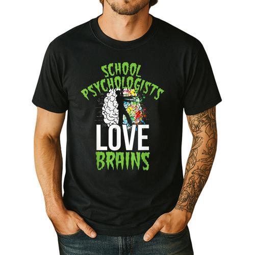 School Psychologists Love Brains Halloween Teacher Counselor Men's Casual T-Shirt - teacherstshirts.com