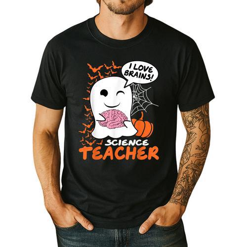 Science Teacher Cute Ghost Halloween Teacher Men Women Men's Casual T-Shirt - teacherstshirts.com AU