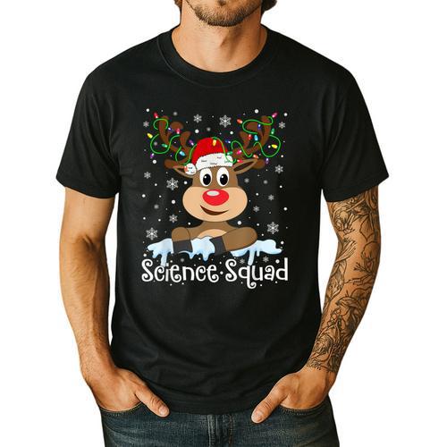 Science Teacher Squad Reindeer Christmas Teacher Xmas Lights For Men Women Men's Casual T-Shirt - teacherstshirts.com