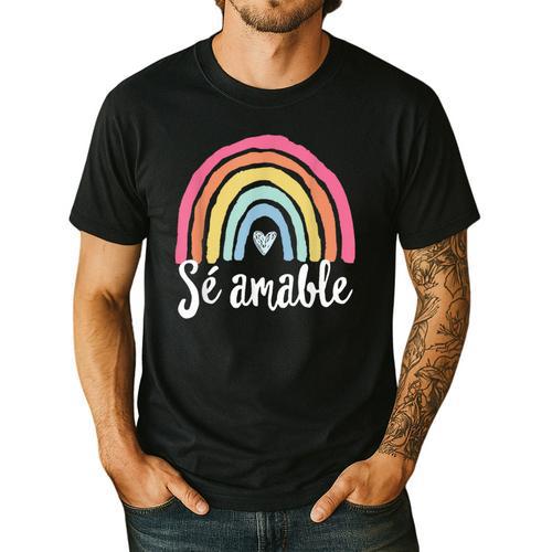Sé Amable Spanish Bilingual Teacher Be Kind Boho Rainbow Men's Casual T-Shirt - teacherstshirts.com AU