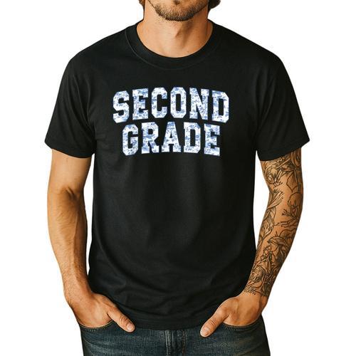 Second Grade Floral Blue Back To School 2nd Grade Teacher Men's Casual T-Shirt - teacherstshirts.com UK