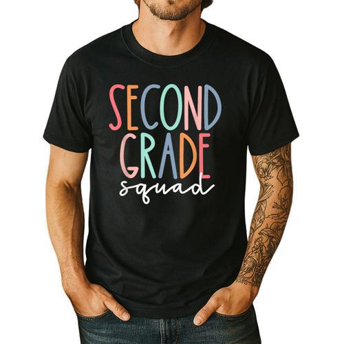 Second Grade Squad 2nd Grade Teacher Women Back To School Men's Casual T-Shirt - teacherstshirts.com
