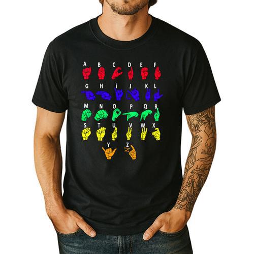 Sign Language Alphabet For ASL Interpreter Deaf Teacher Stud For Men Women Girls Kids Men's Casual T-Shirt - teacherstshirts.com