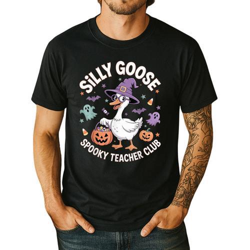Silly Goose Spooky Teacher Club Halloween Witch Ghost Men's Casual T-Shirt - teacherstshirts.com AU