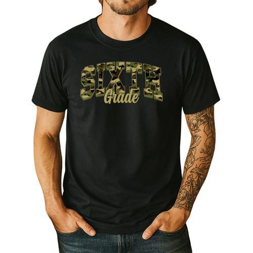 Sixth Grade Teacher Student Camouflage Back To School Men's Casual T-Shirt - teacherstshirts.com