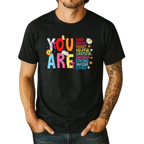 You Are Smart Brave Strong Kind Loved Motivation Teacher Kid Men's Casual T-Shirt - teacherstshirts.com AU