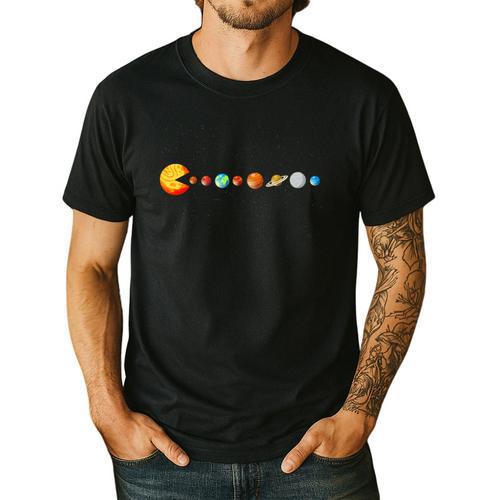 Solar System Teacher Video Games Sun Eating Planets Men's Casual T-Shirt - teacherstshirts.com CA