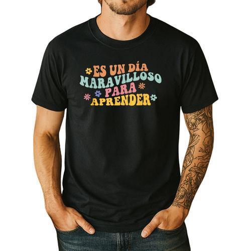 Spanish Teacher Dual Language Bilingual Teacher Cute Preppy Men's Casual T-Shirt - teacherstshirts.com CA