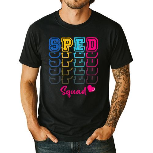 SPED Squad Proud Special Education Para Teacher Colorful Men's Casual T-Shirt - teacherstshirts.com