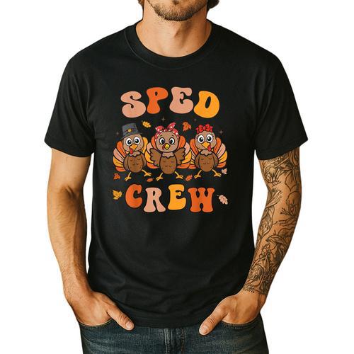 Sped Teacher Crew Thanksgiving Special Education Teacher Men's Casual T-Shirt - teacherstshirts.com UK