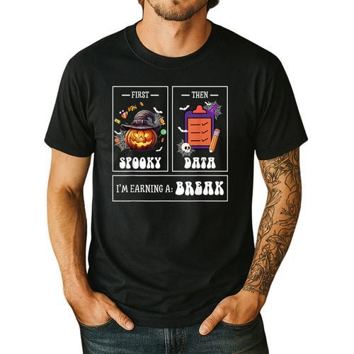 Sped Teacher Halloween First Spooky Then Data Sped Ed Team Men's Casual T-Shirt - teacherstshirts.com AU