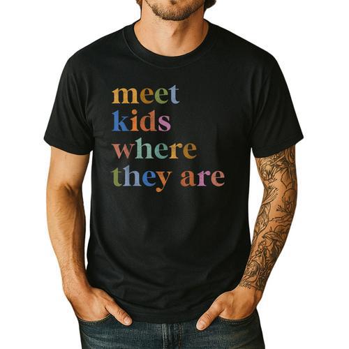 SPED Teacher SLP Meet Kids Where They Are Special Education Men's Casual T-Shirt - teacherstshirts.com UK