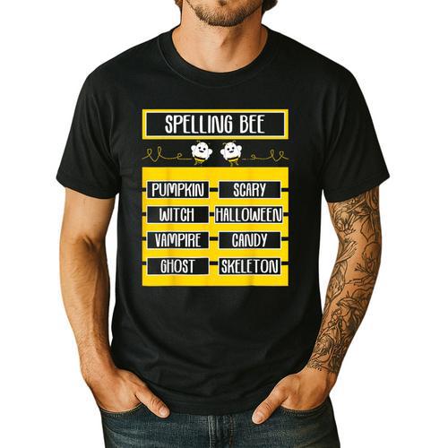 Spelling Bee Halloween Teachers Bee Spelling Competition Men's Casual T-Shirt - teacherstshirts.com AU