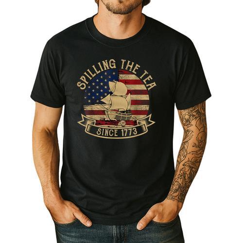 Spilling The Tea Since 1773 American History Teacher Vintage Men's Casual T-Shirt - teacherstshirts.com AU