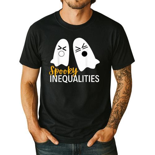 Spooky Ghost Inequalities Halloween Math Teacher Men's Casual T-Shirt - teacherstshirts.com AU