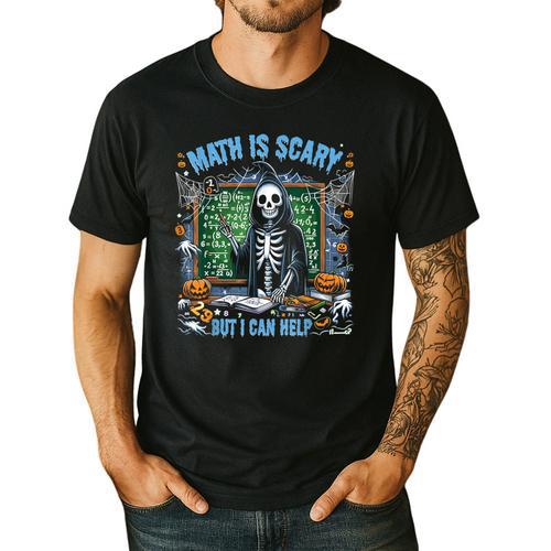 Spooky Halloween Math Teacher Men's Casual T-Shirt - teacherstshirts.com