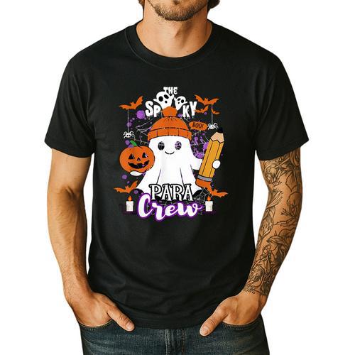 Spooky Para Crew Ghost Halloween Paraprofessional Teacher Men's Casual T-Shirt - teacherstshirts.com UK