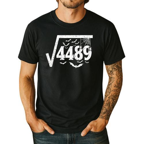 Square Root 4489 Halloween Meme 67 Math Teacher Men's Casual T-Shirt - teacherstshirts.com