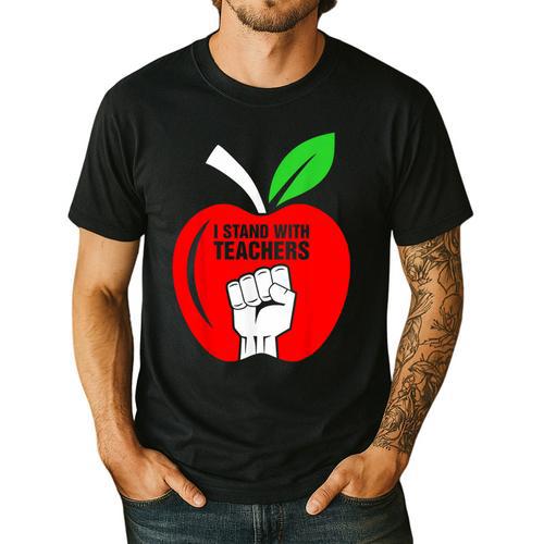 I Stand With Teachers Tshirt Men's Casual T-Shirt - teacherstshirts.com UK