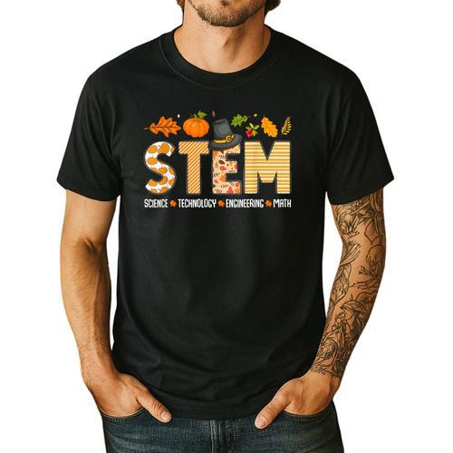 STEM Teacher Thanksgiving Grateful Educator Science Class Men's Casual T-Shirt - teacherstshirts.com UK
