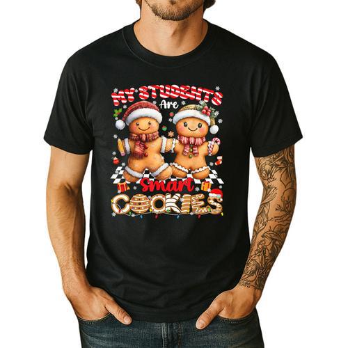 My Student Are Smart Cookies Pjs Christmas Xmas Teacher Men's Casual T-Shirt - teacherstshirts.com
