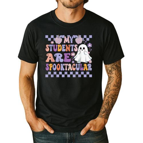 My Students Are Spooktacular Teacher Halloween Vibes Men's Casual T-Shirt - teacherstshirts.com CA