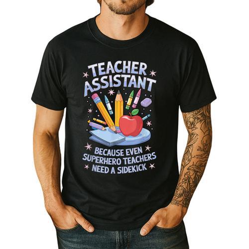 Superhero Sidekick Teaching Teach School Teacher Assistant Men's Casual T-Shirt - teacherstshirts.com AU
