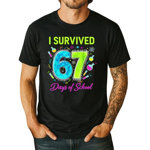 I Survived 67 Days Of School 67 Meme Science Teacher Men's Casual T-Shirt - teacherstshirts.com DE