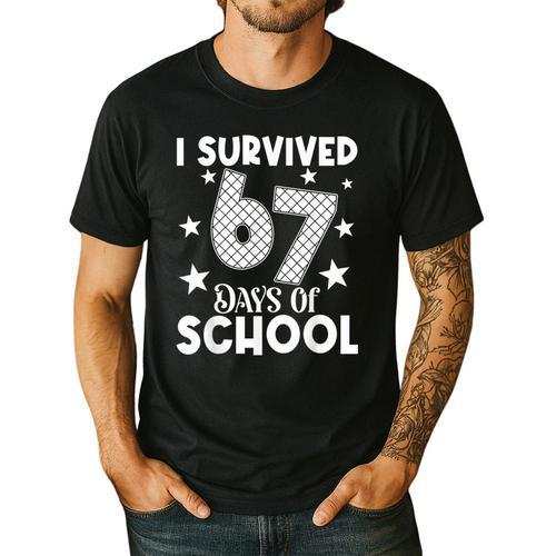 I Survived 67 Days Of School Teachers Students Men's Casual T-Shirt - teacherstshirts.com DE