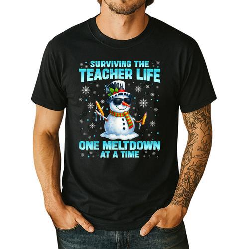 Surviving The Teacher Life Pjs Pajamas Christmas Xmas Teache Men's Casual T-Shirt - teacherstshirts.com CA