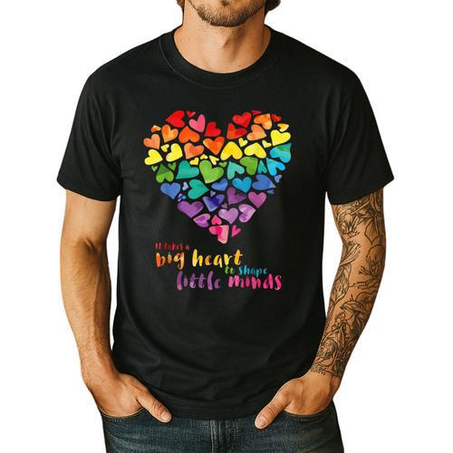 It Takes a Big Heart To Shape Little Minds Teacher Men's Casual T-Shirt - teacherstshirts.com