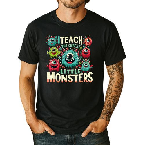 I Teach The Cutest Little Monsters Teacher Halloween Outfit Men's Casual T-Shirt - teacherstshirts.com DE