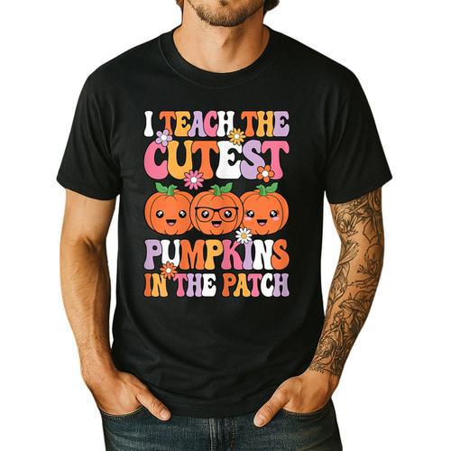 I Teach The Cutest Pumpkins Halloween Fall Teacher Women Men's Casual T-Shirt - teacherstshirts.com UK