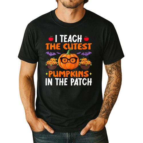 I Teach The Cutest Pumpkins In The Patch Halloween Teacher Men's Casual T-Shirt - teacherstshirts.com DE