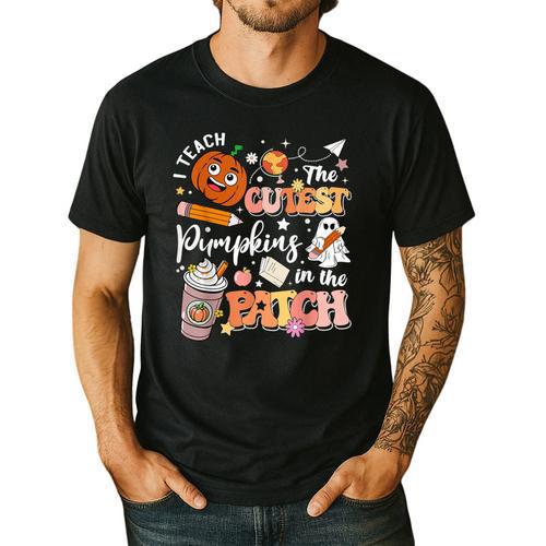 I Teach The Cutest Pumpkins In The Patch Halloween Teacher Men's Casual T-Shirt - teacherstshirts.com DE
