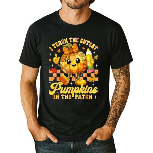 I Teach The Cutest Pumpkins In The Patch Teacher Halloween Men's Casual T-Shirt - teacherstshirts.com CA