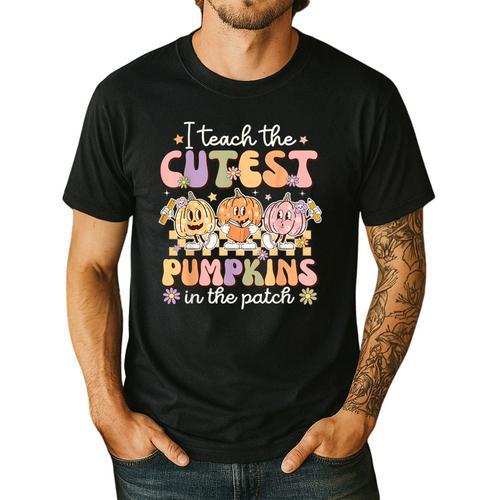 I Teach The Cutest Pumpkins In The Patch Teacher Retro Men's Casual T-Shirt - teacherstshirts.com
