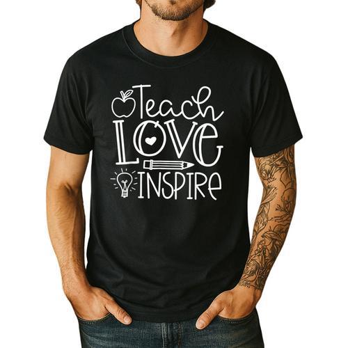 Teach Love Inspire Retro Teacher Kids Back To School Men's Casual T-Shirt - teacherstshirts.com DE