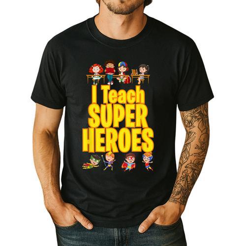 I Teach Super Heroes Comic Book Hero Teacher School Men's Casual T-Shirt - teacherstshirts.com DE