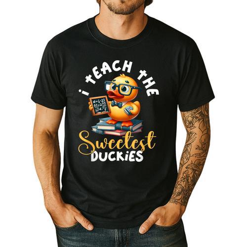 I Teach The Sweetest Duckies Teacher Rubber Duck Teaching Men's Casual T-Shirt - teacherstshirts.com