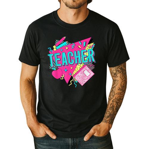 Teacher 90s Retro Colorful Teacher Of The 90s Back To School Men's Casual T-Shirt - teacherstshirts.com AU