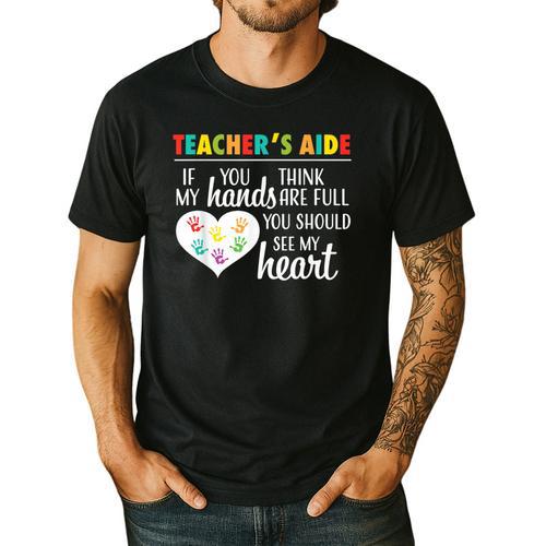 Teacher Aide Appreciation Cute Heart Tee For Women Men's Casual T-Shirt - teacherstshirts.com