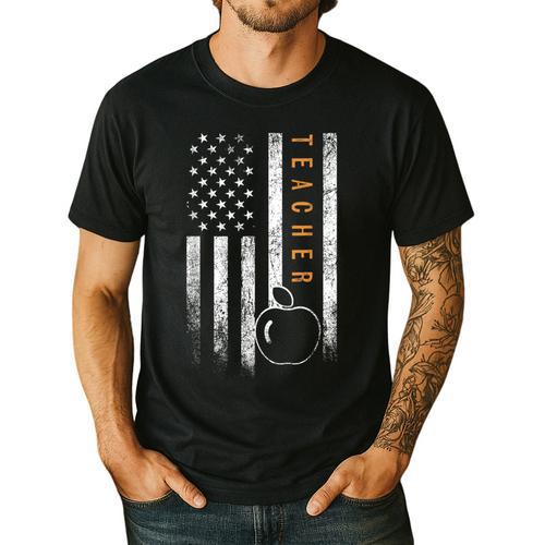 Teacher American Flag Teacher's Day Teaching Men's Casual T-Shirt - teacherstshirts.com AU