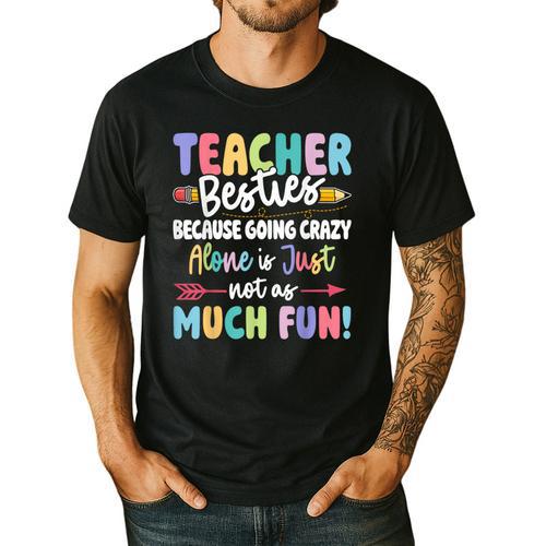 Teacher Besties Matching Teacher Besties Men's Casual T-Shirt - teacherstshirts.com CA