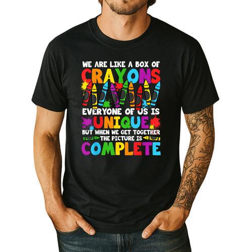 Teacher We Are Like A Box Of Crayons Back To School Men's Casual T-Shirt - teacherstshirts.com DE