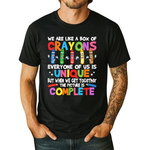 Teacher We Are Like a Box Of Crayons For Men Women Kids Men's Casual T-Shirt - teacherstshirts.com