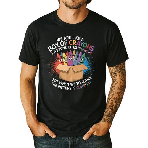 Teacher We Are Like a Box Of Crayons Men's Casual T-Shirt - teacherstshirts.com DE