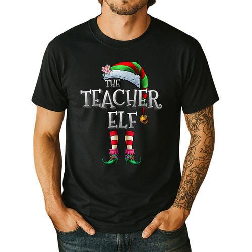 The Teacher Elf Shirt Matching Family Christmas Elf Men Women Kids Men's Casual T-Shirt - teacherstshirts.com AU